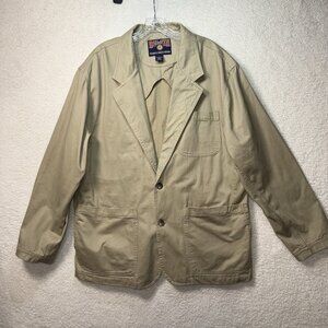 Duluth Trading Canvas Barn Chore Jacket Coat Mens Khaki Tan Size Large Pockets